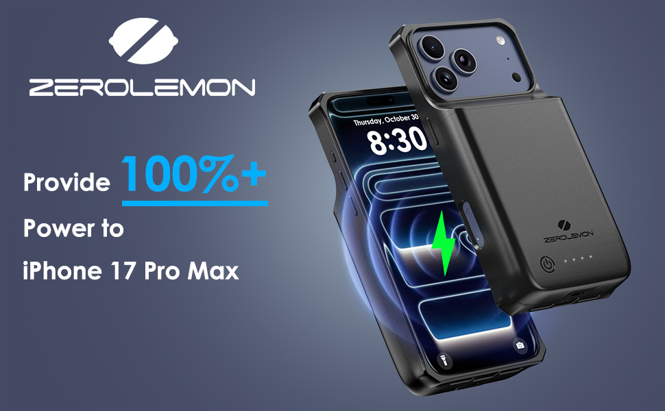 ZEROLEMON Battery Case for iPhone 17 Pro Max 10000mAh Charging Case Cover Protective Case