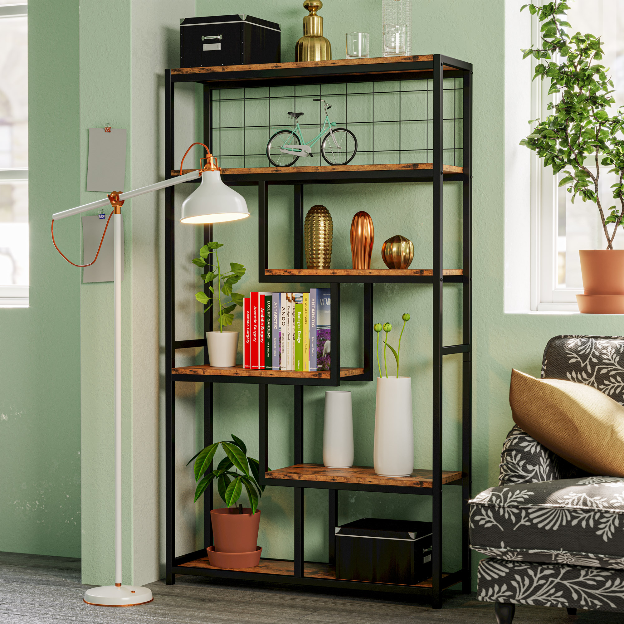 IRONCK Bookshelves and Bookcases 6-Shelf Etagere Bookcase