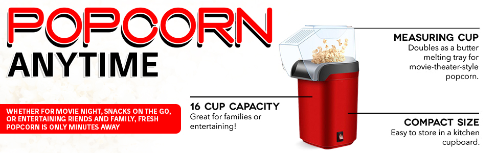 Popcorn Machine Hot Air Electric Popper Kernel Corn Maker Bpa Free No Oil 5  Core POP P, 1 unit - Fred Meyer