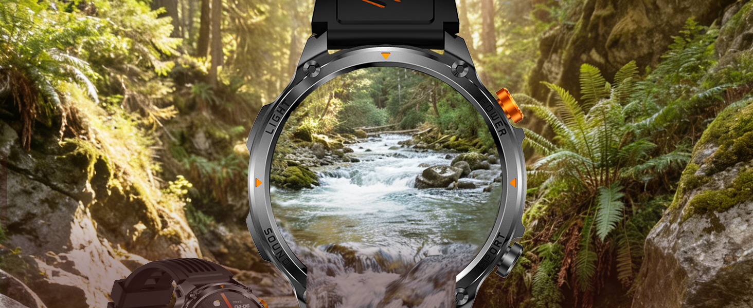 MIlitary Smart Watch for men with Compass, Flashlight, 100 Days Battery, IP68 Waterproof