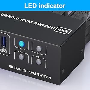 LED Indicator When switching to which PC, the LED will tell you whether PC1 or PC2 or PC3 or PC4 is