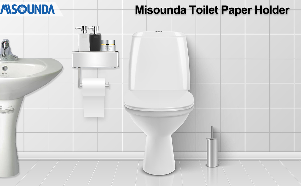 Misounda Toilet Paper Holder Without Drilling with Wet Wipes Box