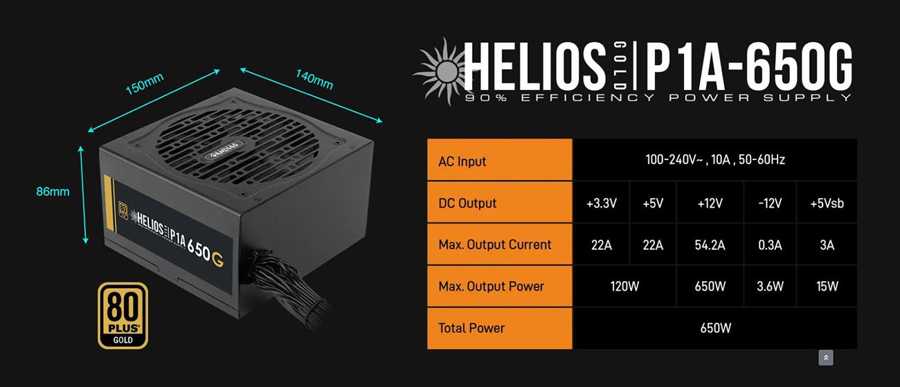GAMDIAS ATLAS E5M GPU-Airflow Micro-ATX Case & HELIOS P1-650G 650W 80+ Gold PSU Combo Starter Kit