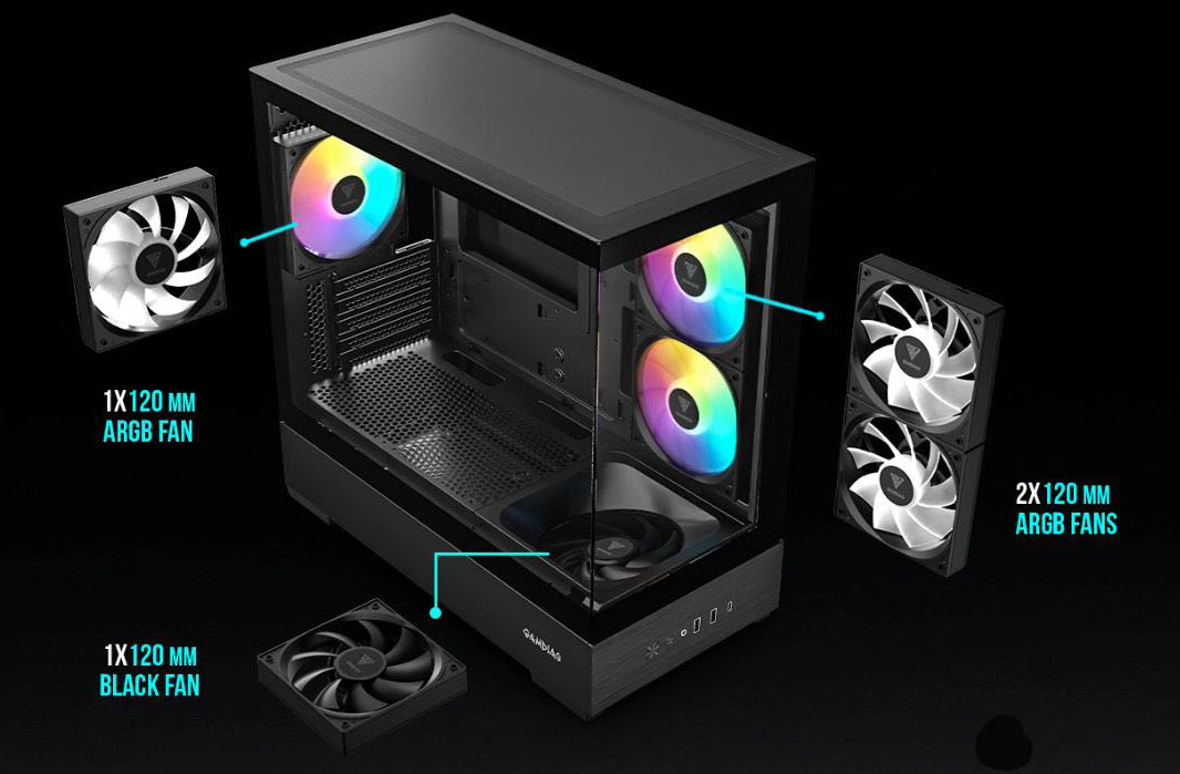 GAMDIAS ATLAS E5M GPU-Airflow Micro-ATX Case & HELIOS P1-650G 650W 80+ Gold PSU Combo Starter Kit