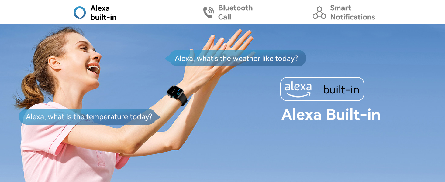 Smart Watch for Men Women, Alexa Built-in Fitness Tracker with Call Function & 1.83" HD Touchscreen,