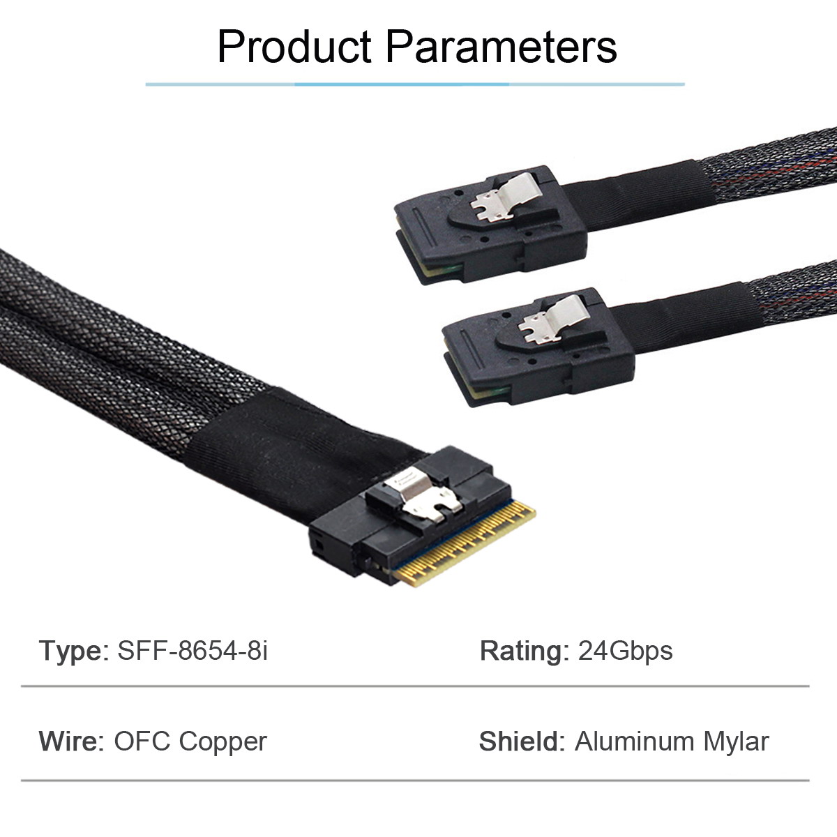 SFF 8654 to dual SFF 8087 cable