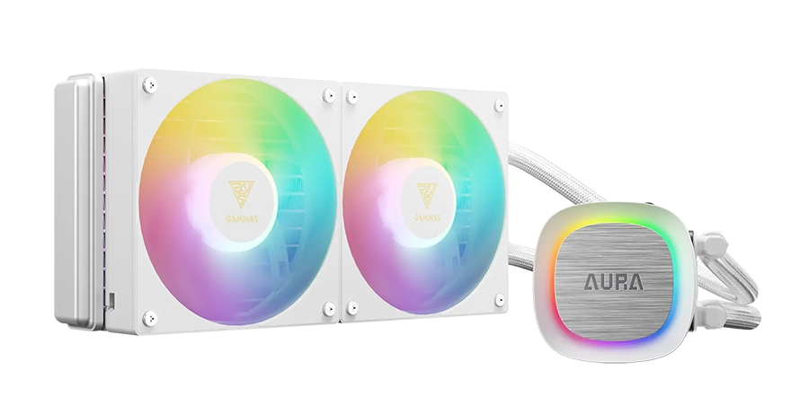 GAMDIAS AURA GL240 V2 White 240 AIO CPU liquid cooler 