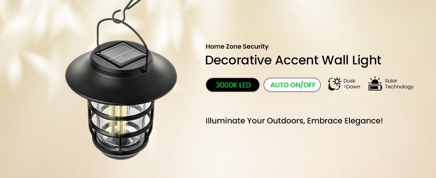 Home Zone Security Solar Wall Lantern Lights - Outdoor 3000K Decorative Light No