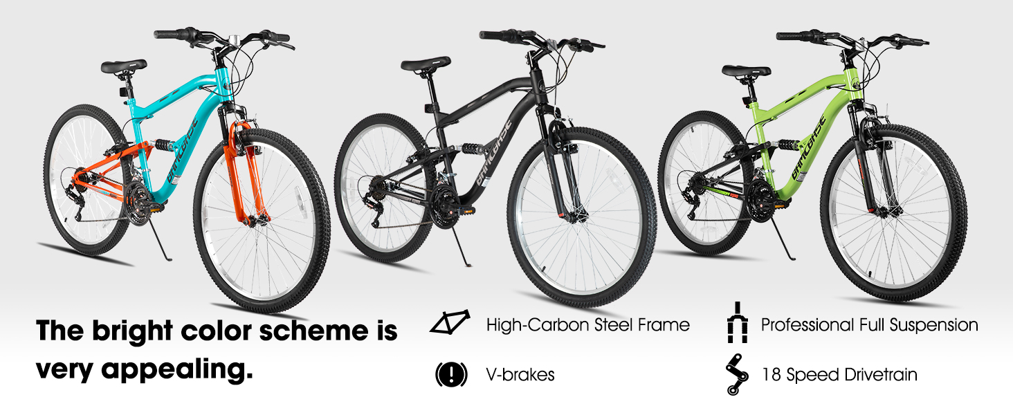 mountain bike MTB mountain bicycle men women adult mens womens 26 inch 18 speed full suspension