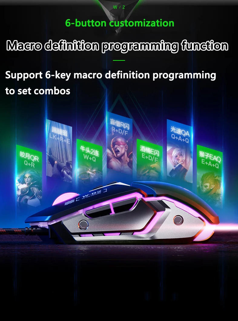 Gaming Mouse, USB Wired Gaming Mice, Silent Competition Mouse New Metal Style 6-Buttons, Silent Clic