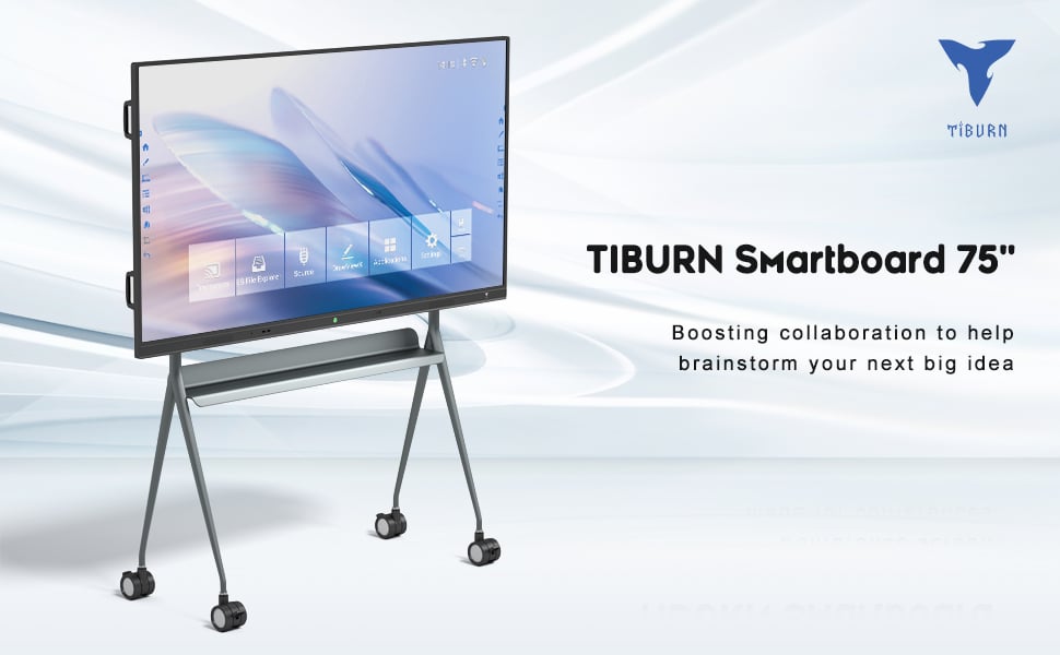 TIBURN Interactive Whiteboard Smartboard Board 75 R2 Pro 4K UHD Touch  Screen Smart Board (Electronics whiteboard with Removable Stand, Conference