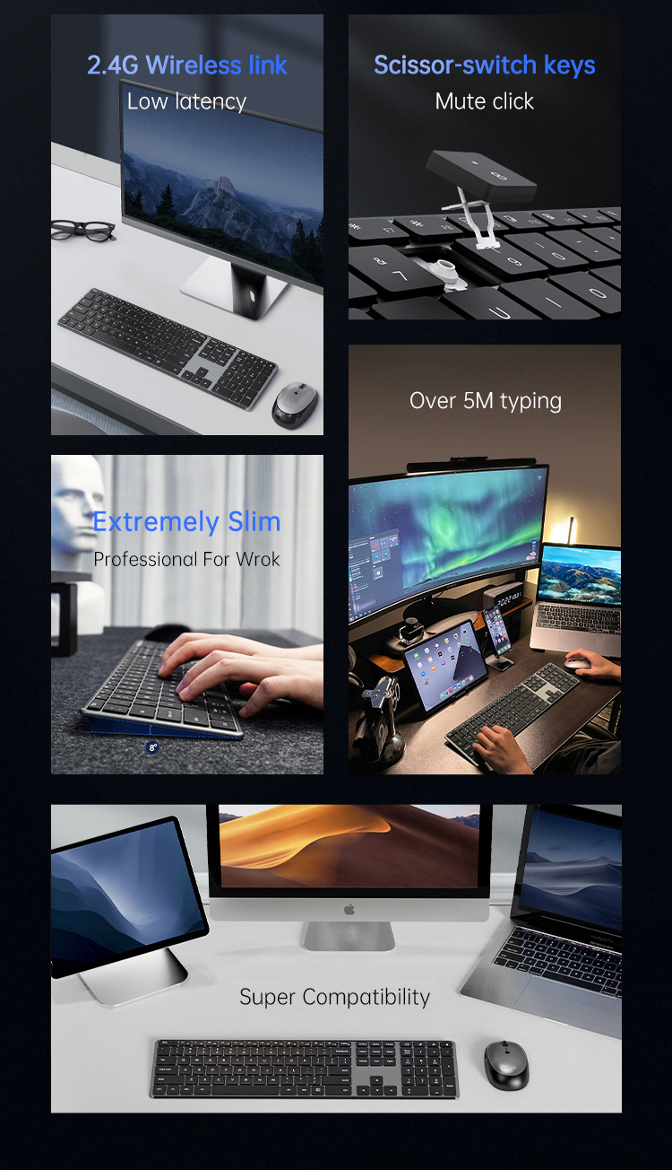 Ausdom Wireless Office Keyboard and Mouse Kit