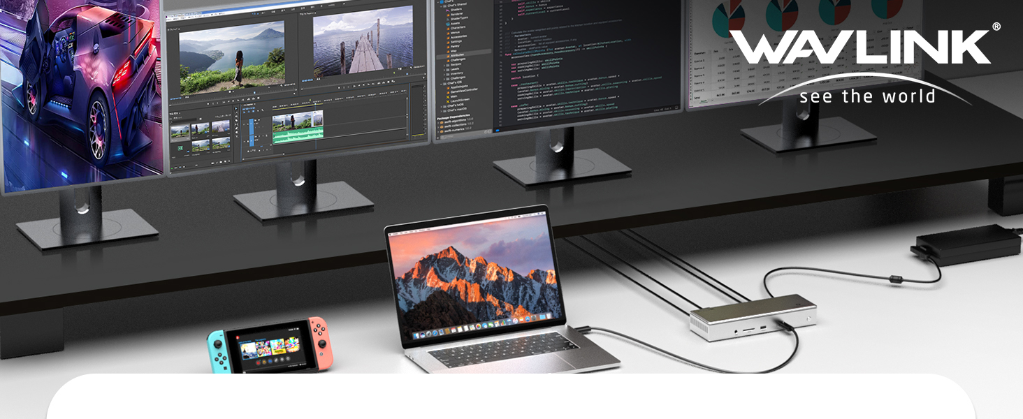 Wavlink 40Gbps Thunderbolt 4 Quad Display 4K@60Hz 14-in-1 Aluminum