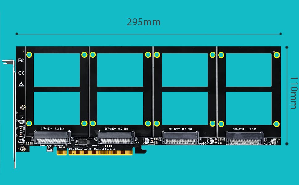 Quad U.2 to PCIe X16 Adapter