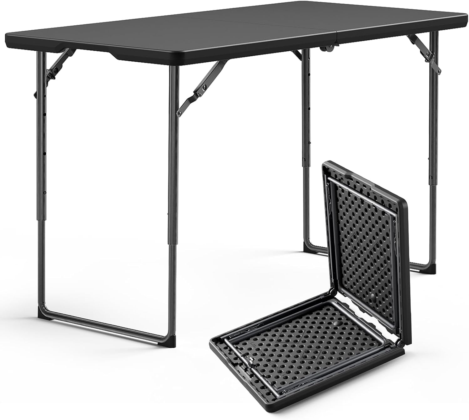 48" black fold-in-half plastic folding table