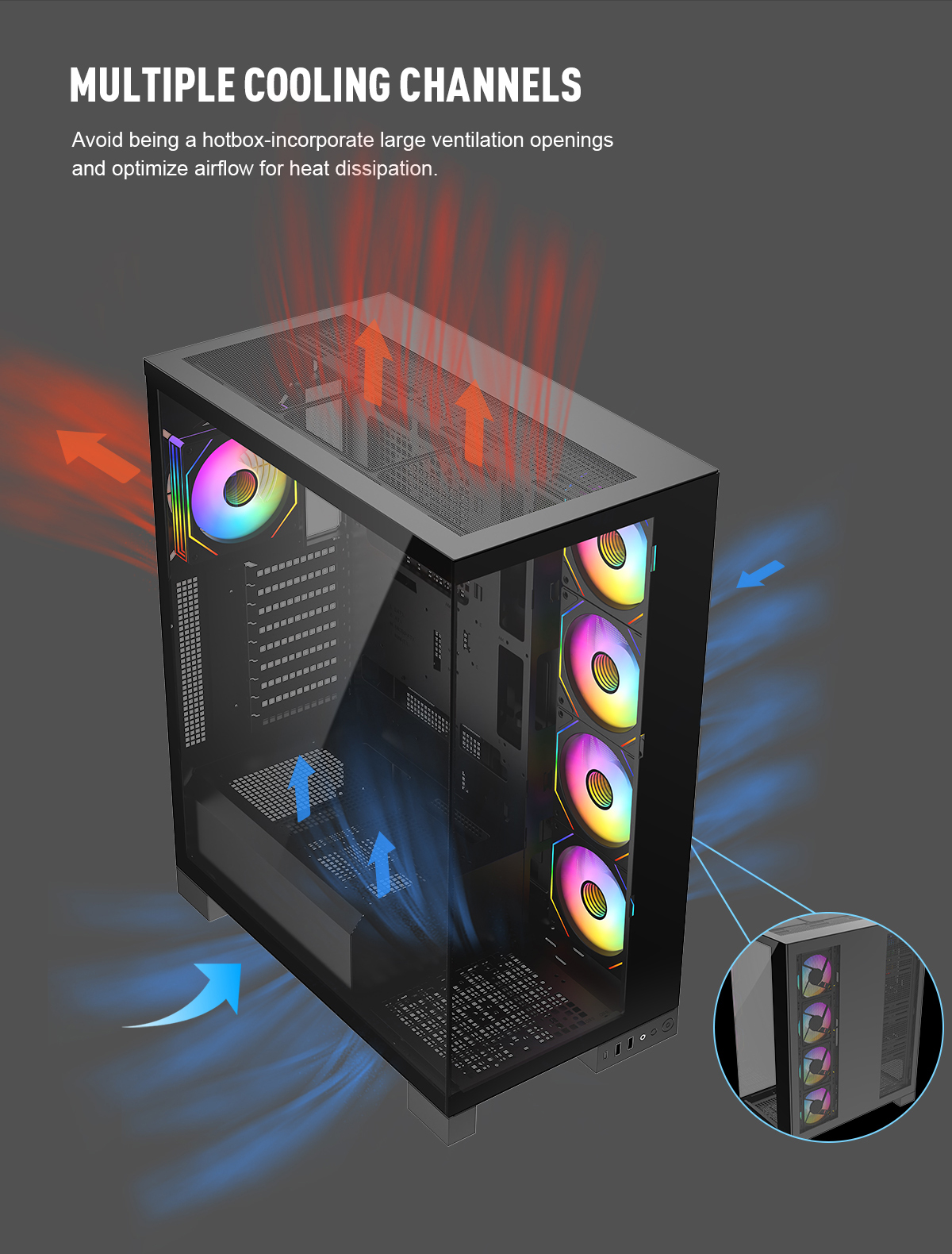 DIYPC Vanguard-F2-Pro Black Gaming Computer Case