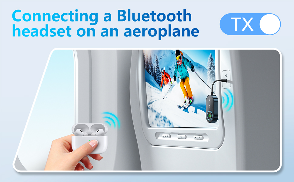 Upgraded Bluetooth 5.3 Transmitter Receiver, 2-in-1 Airplane Bluetooth Adapter