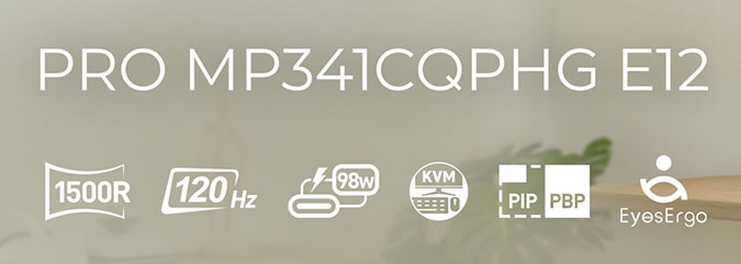 MSI PRO MP341CQPHG E12 Curved Computer Monitor