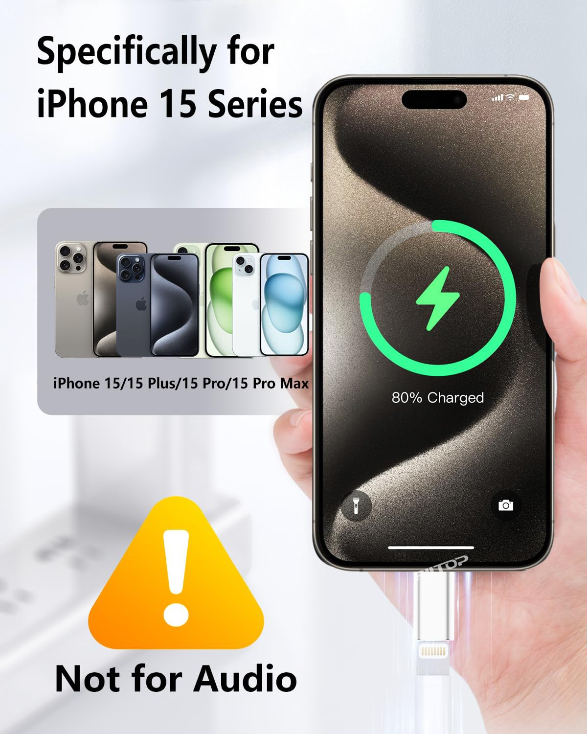 Lightning to USB C Adapter for iPhone 15/15 Pro/15 Pro Max/15 Plus