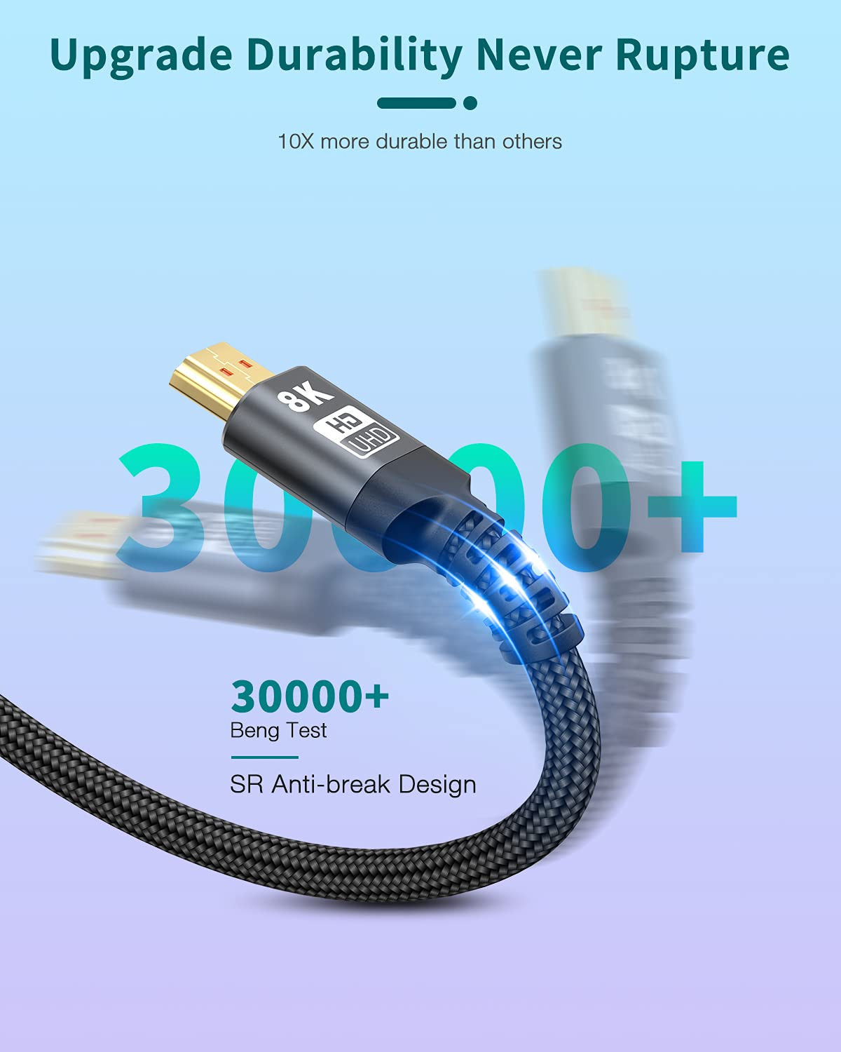 8K HDMI 2.1 Cable 10FT, Jansicotek 48Gbps High Speed 3D 8K60 4K120 144Hz  eARC RTX 3090 HDR10 4:4:4 HDCP 2.2&2.3 Dolby Compatible with Playstation  5/PS5, Xbox Series X, Roku/Fire/Sony/LG 