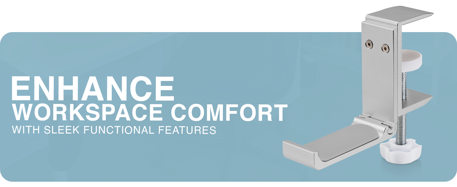 foldable headphone hook, under-desk headset hanger, rotating headphone mount, adhesive desk hook