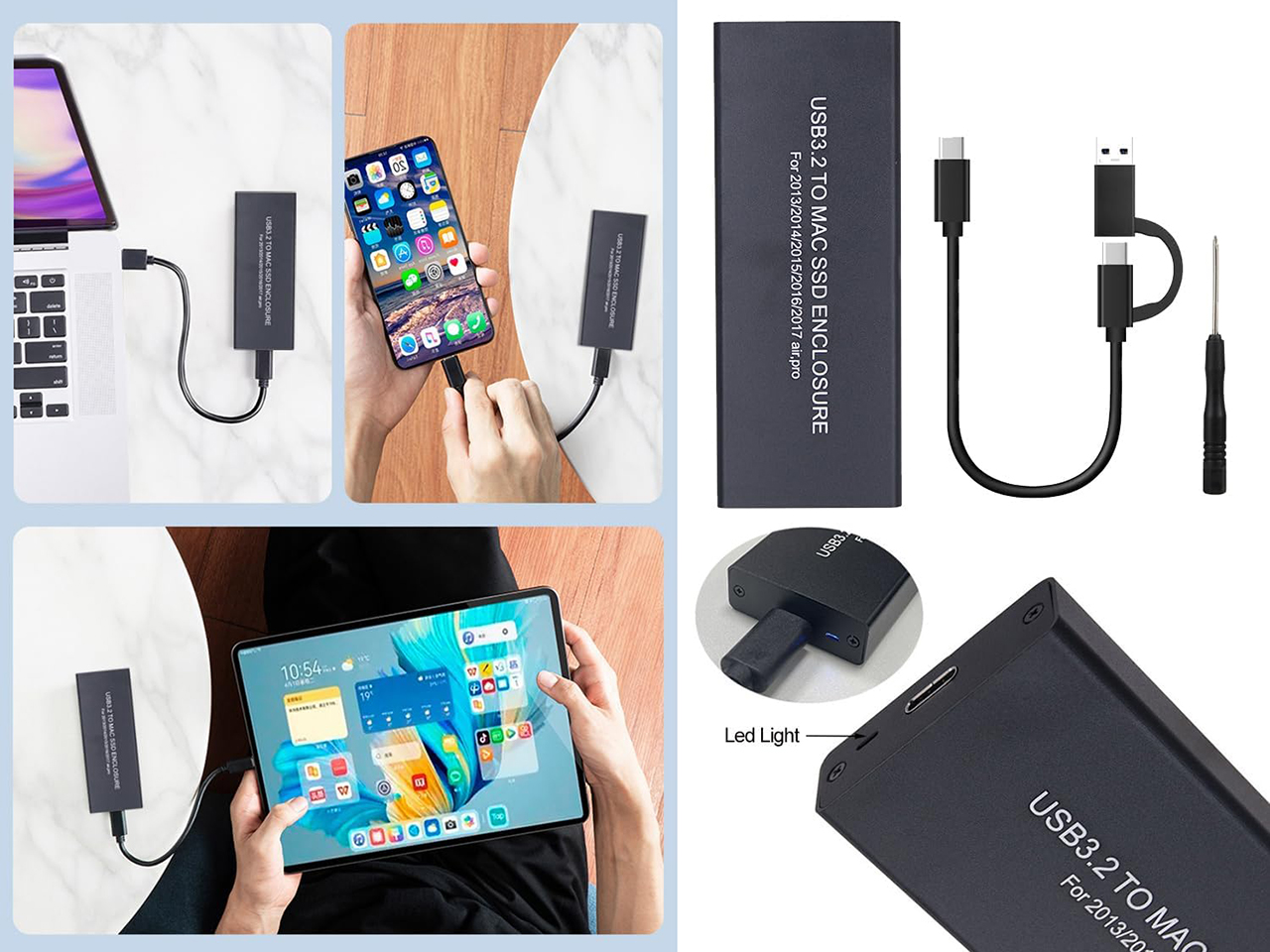 riitop usb 3.2 gen2 type c enclosure case for macbook ssd