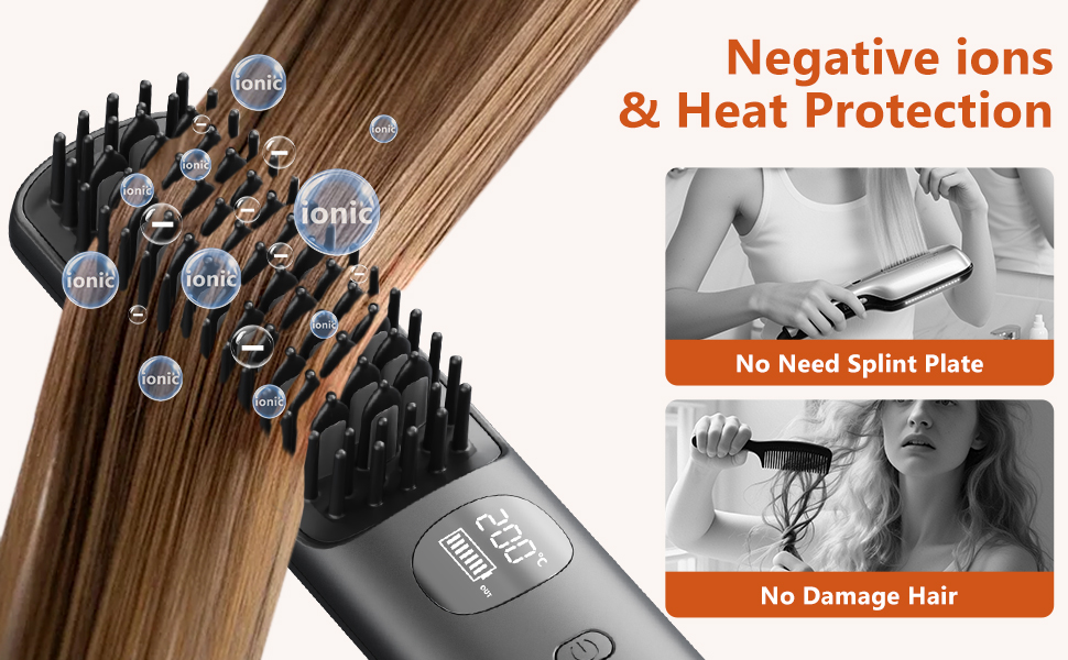 Negative ions and heat protection eliminate the need for hair straighteners and prevent hair damage.