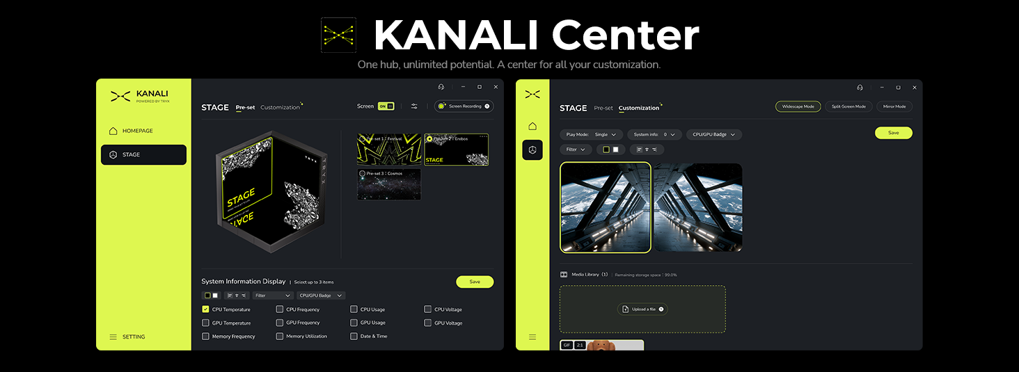 TRYX Stage 360 ARGB 360mm AIO Dual 4.0inch Screen IPS AIO Cooler 360mm KANALI Customizable