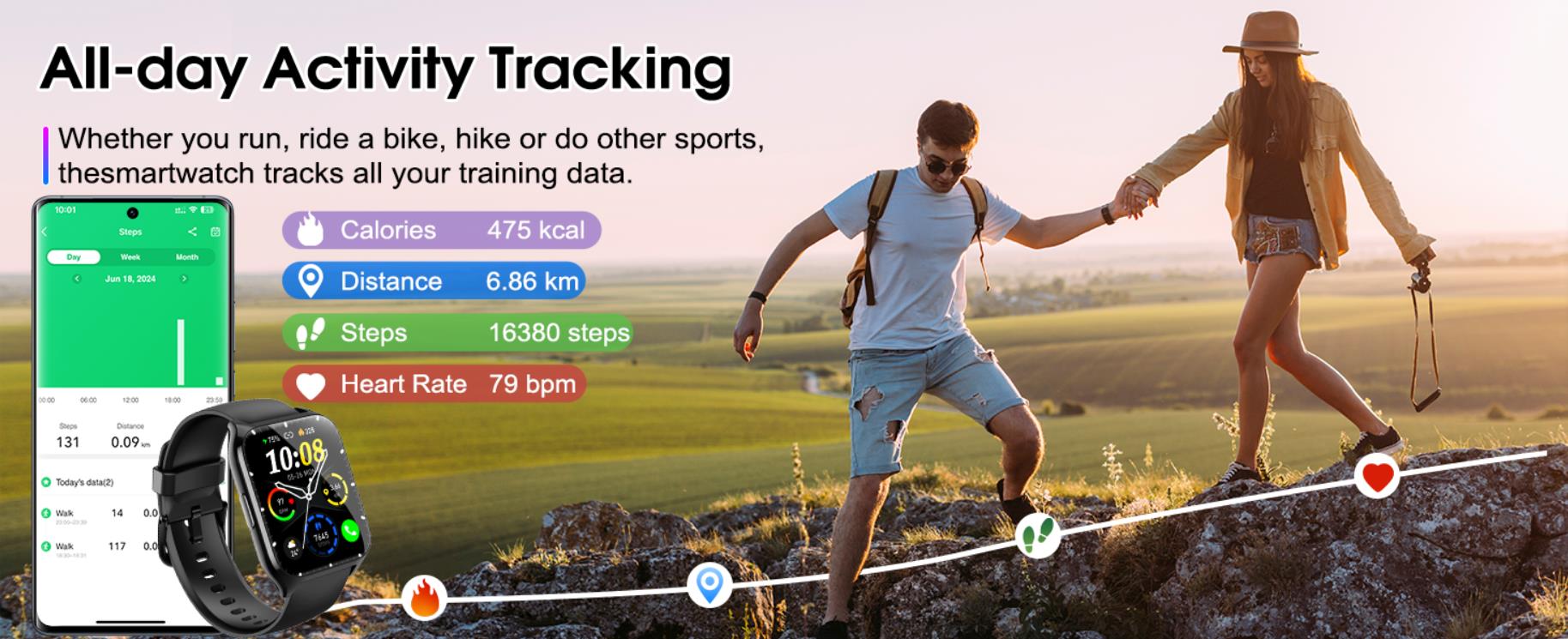 Smart Watch, 1.85"HD Smartwatches (Answer/Make Calls), 100+ Sport Modes with Fitness Tracker