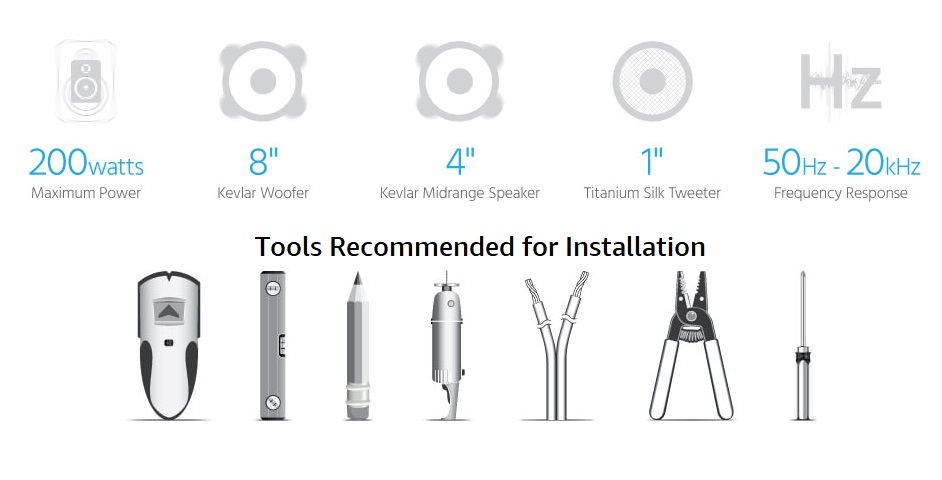 8in Fiber In-Wall Speakers 3-Way (pair)