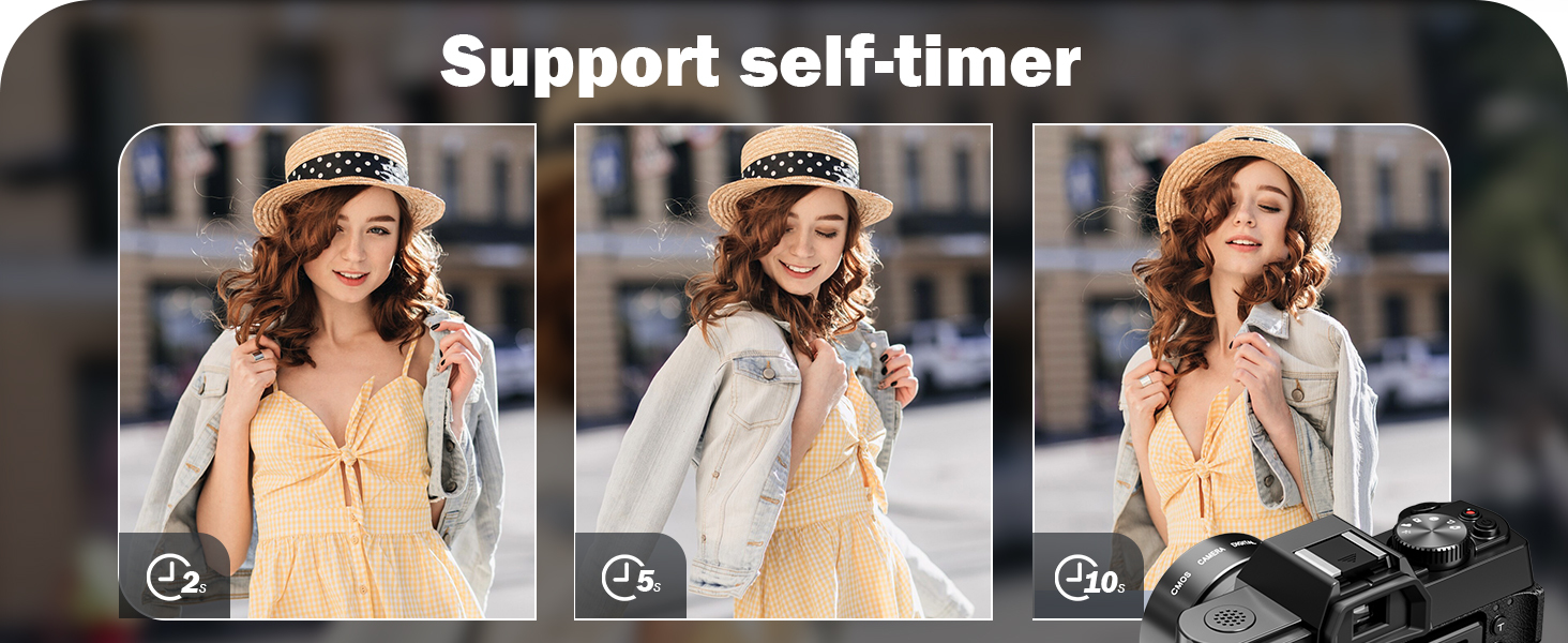 Self-timer 2s 5s 10s digital camera for outdoor portrait self photography