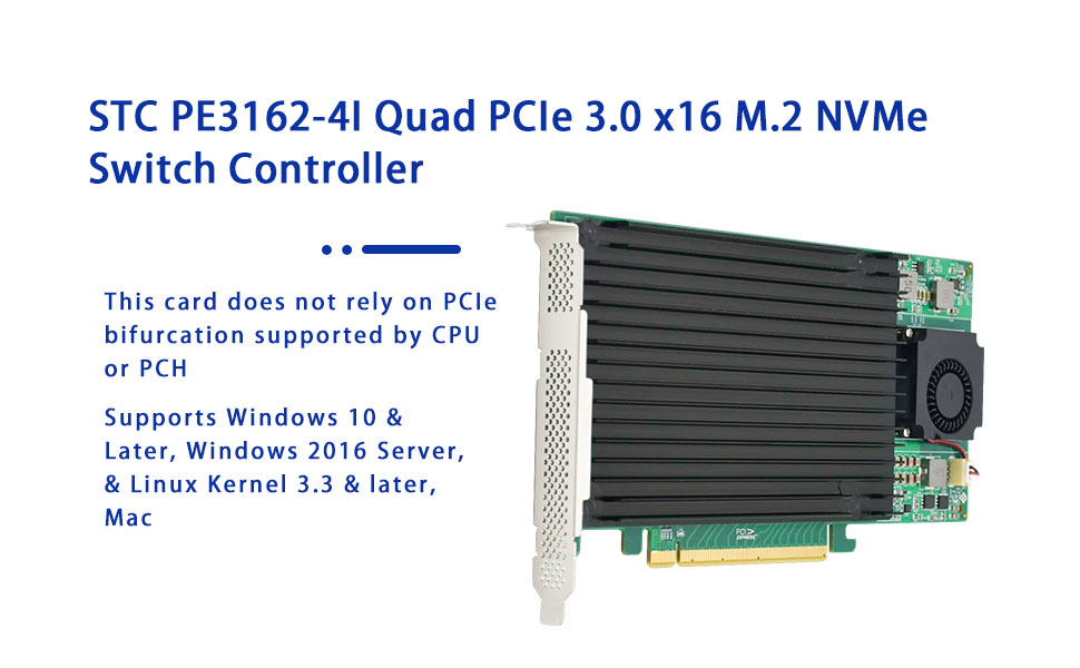 PCIe3.0 4*M.2 NVMe switch Card