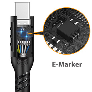 Built-in E-Marker Chip The USB A to USB C Cable with E-maker chip inside can quick charge your USB-C