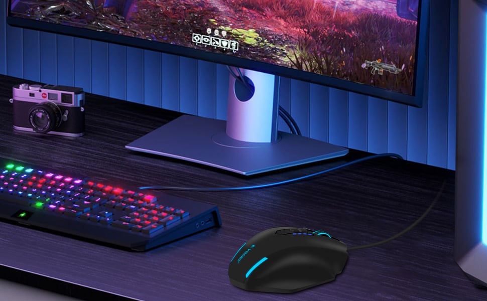 Large RGB Gaming Mouse Wired, 12400 DPI Wired Gamer Mouse with 6 Side Buttons & 7 Backlit Modes