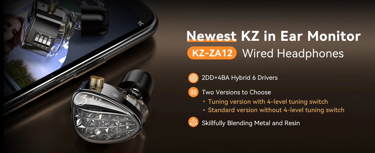 KZ ZA12 in Ear Monitor Wired Earbuds With Microphone