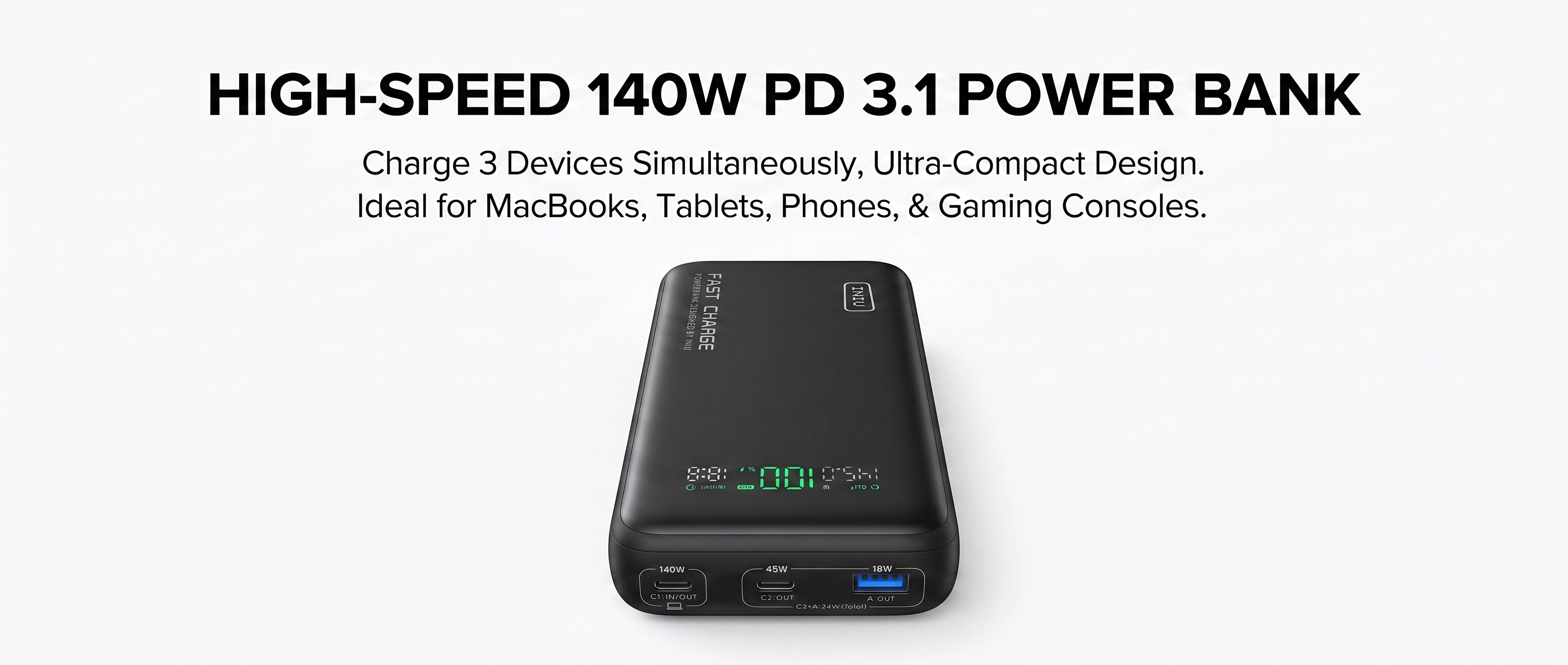 High-Speed 140W PD 3.1 POWER Bank