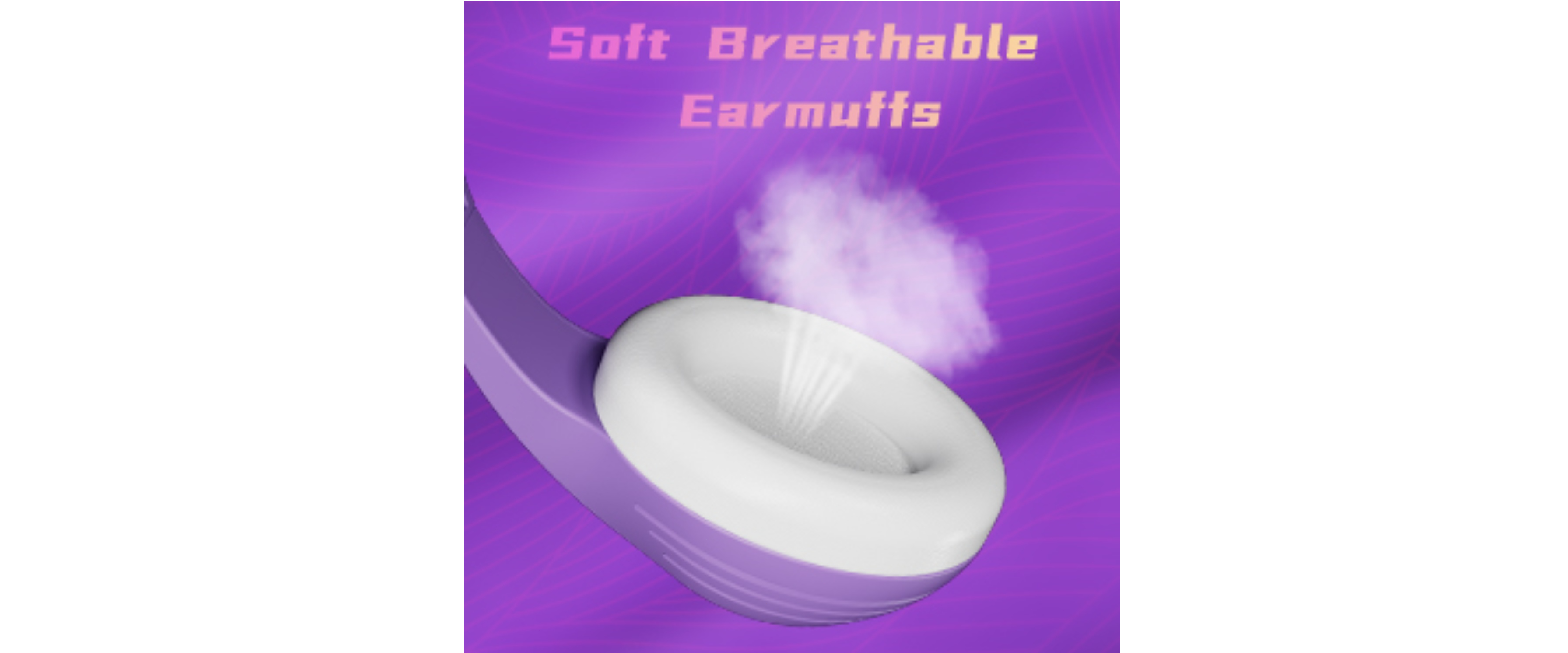 Purple headset, soft breathable memory foam earmuffs