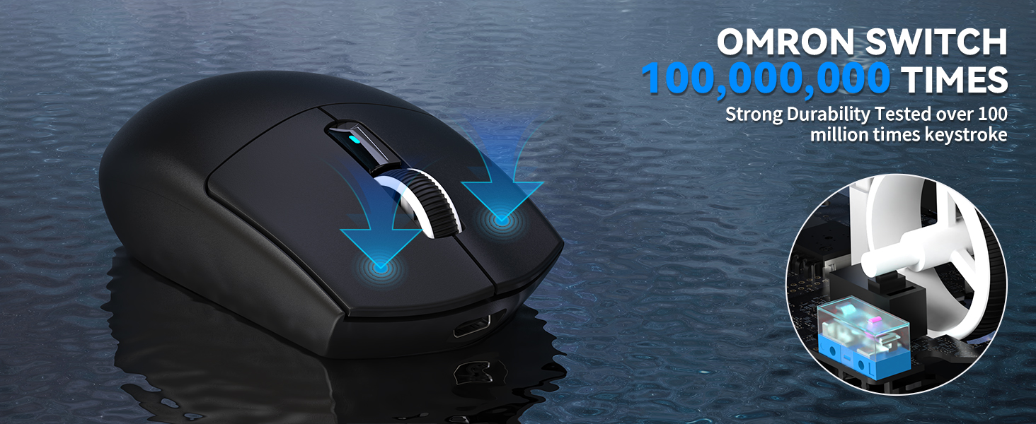 Wireless Gaming Mouse with Magnetic Charging Dock, PixArt PAW3311 Sensor, Tri-Mode Wireless Mouse, B