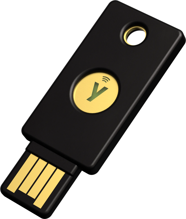 YubiKey 5 NFC FIPS security key with USB-A connector and NFC