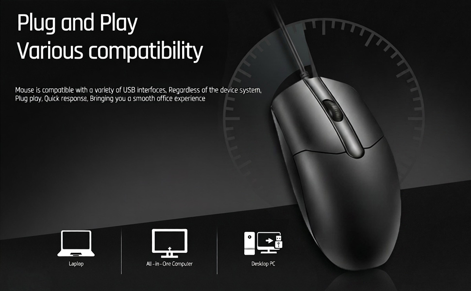 Wired Mouse, Ergonomic Computer Mouse, USB Wired Mouse for Right or Left Hand, with Durable Clicks f