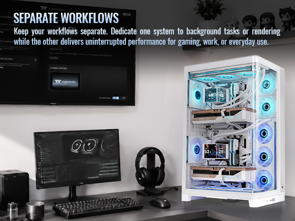 Thermaltake CAPO X Dual System Chassis - Snow