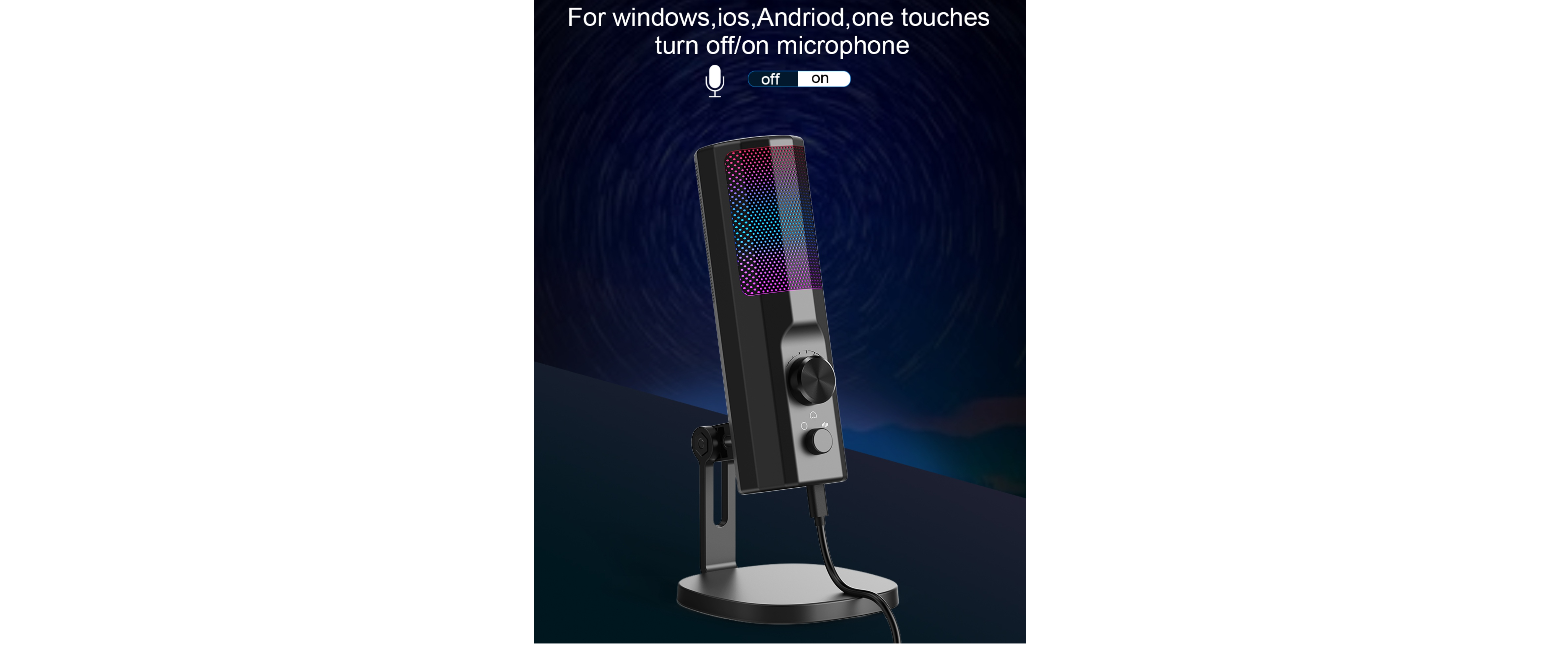 Gaming Microphone, One-Touch Mute, RGB Mic