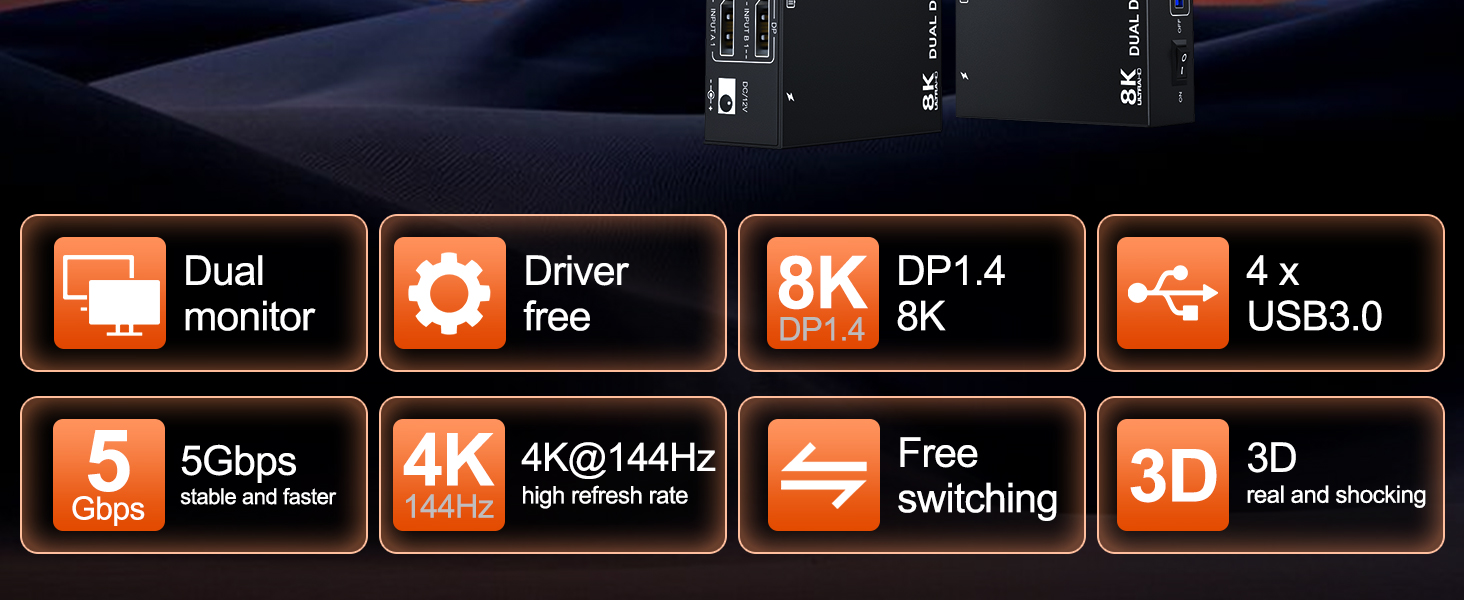 Support 2 switcing ways, physical button control and wired control