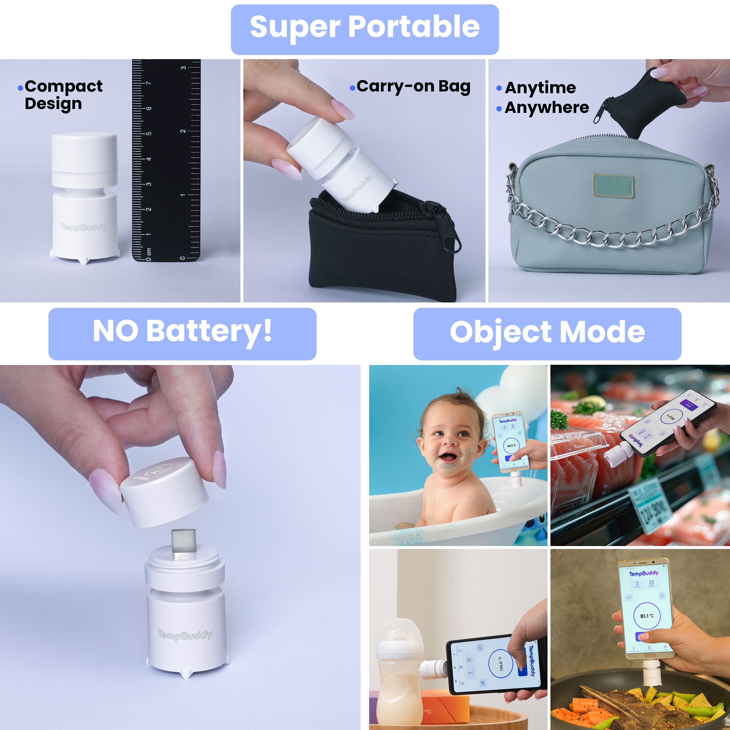 TempBuddy Zanis - Super Portable, Object Mode, No Battery!
