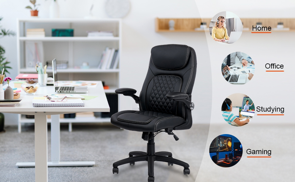 PU Leather with Adjustable Flip-up Armrests