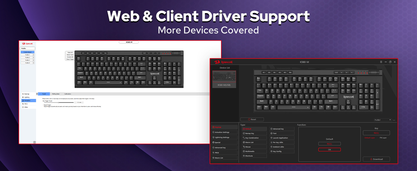 Redragon K580 Wired RGB Hall-Effect Magnetic Gaming Keyboard, Media Wheel