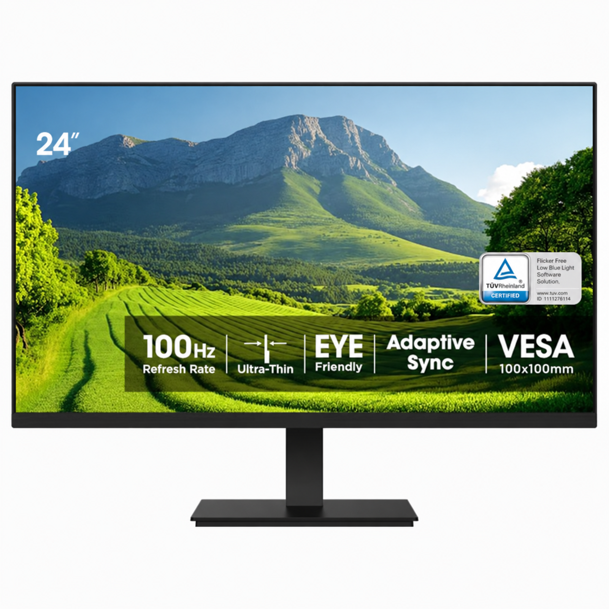 LiteVis 24" FHD Monitor 100Hz 5ms VA, 1920x1080, 99% sRGB, 4000:1, Adaptive Syn