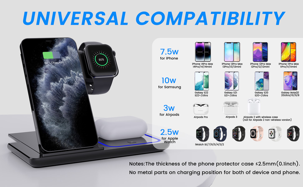3-in-1 Wireless Charging Station for multiple iphones, iwatches, ipods , it is your good companion