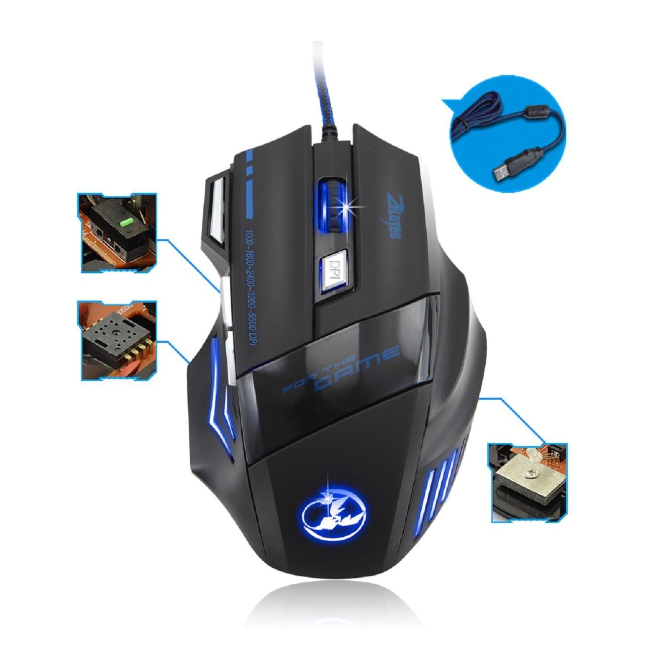 5500 DPI 7 Button LED Optical USB Wired Gaming Mouse Mice For Pro Gamer Cheap US 