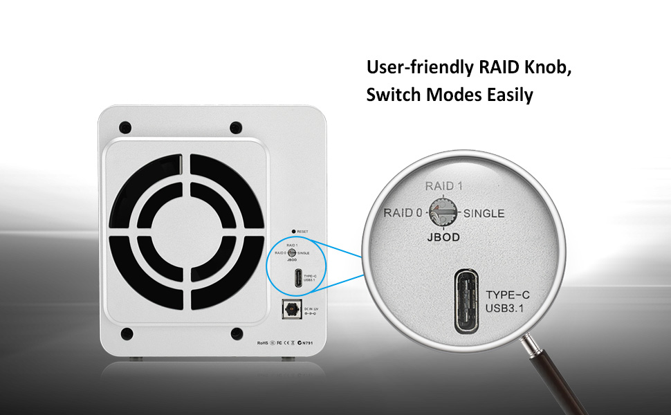 User-friendly RAID Knob, Switch Modes Easily